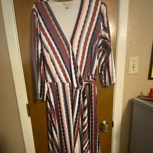 Cato Boho Printed Faux-Wrap Maxi Dress - XL